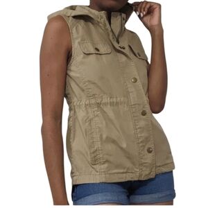Gap Women Army Green Sleeveless Hooded Utility Vest Size Medium